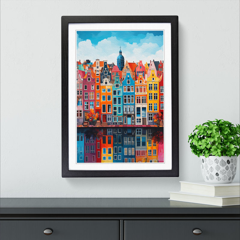 XYZ-FRM-V1223-1790 Amsterdam Colour Field - Single Picture Frame Print on Wood, Black , 46cm H x 34cm W x 2cm D