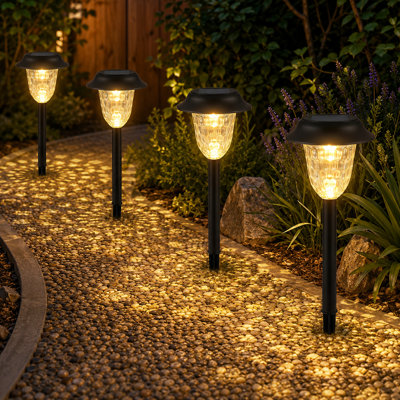 8-Pack Warm White LED Solar Garden Lights with IP65 Waterproofing, Auto On/Off and Long-Lasting Outdoor Landscape Lighting for Yard, Path and Walkway Decor