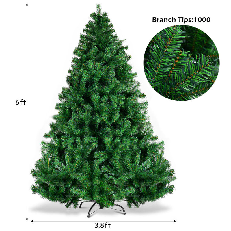 Arbre de Noël 6 ' 1000 pointes à charnières en PVC artificiel Premium