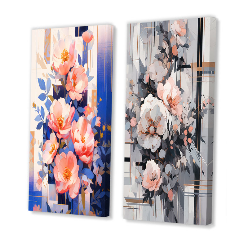 Ensemble de 2 pivoines Serene Charm, H 28 po x l 25 po, Toile tendue