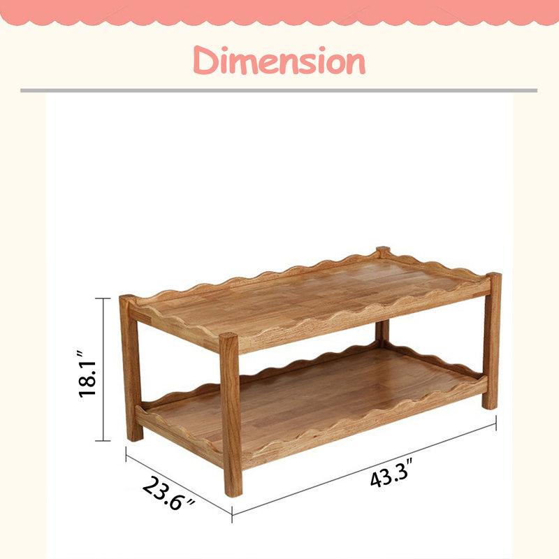 Table basse moderne à 2 niveaux pour meubles de salon, table centrale rectangulaire avec tablette de rangement ouverte
