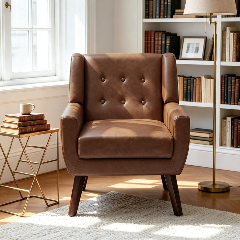 Fauteuil d'appoint Jaqueze, Similicuir café