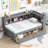 Grey Twin Daybed With USB Charging And Storage Drawers-1212874800