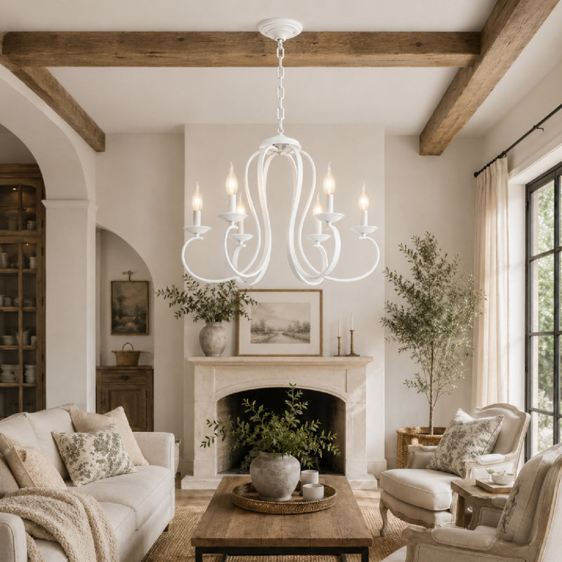 Kulpsville 6 - Light Candle Style Chandelier, White