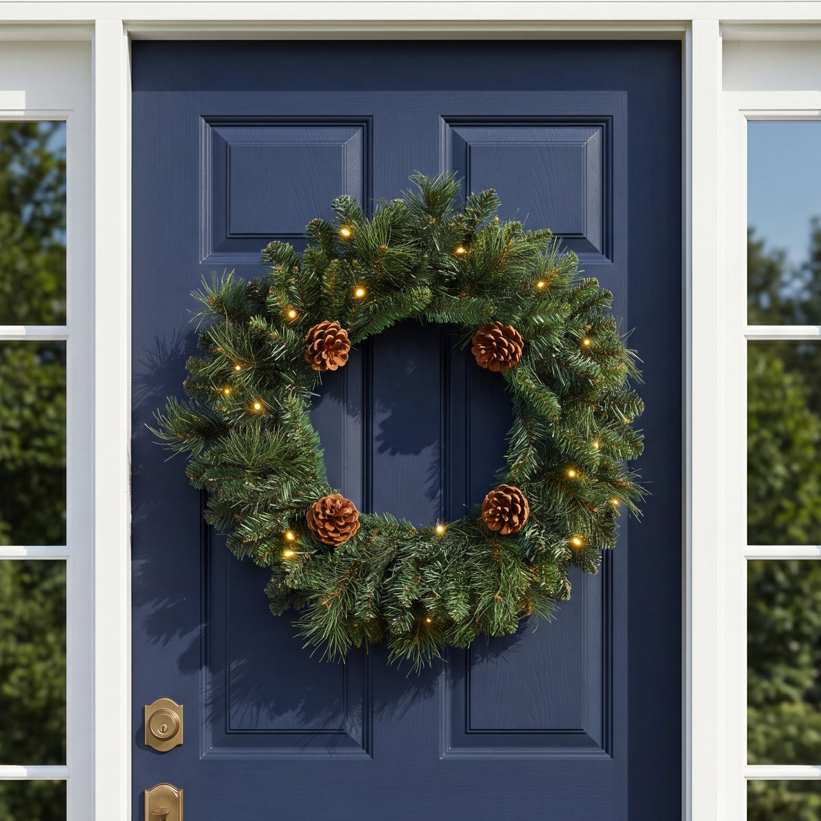 20'' Faux Pine Lighted Wreath