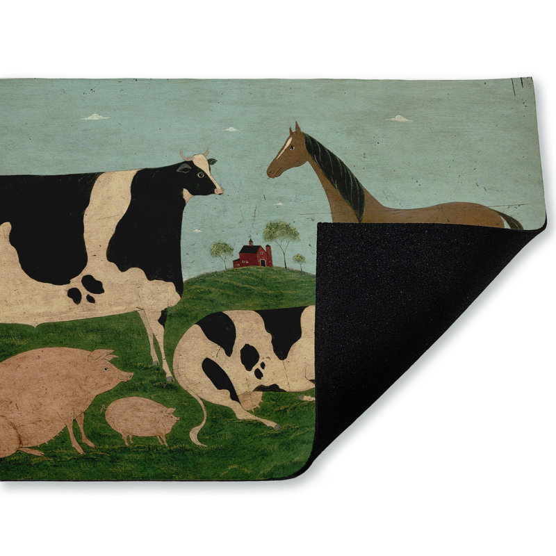 Tapis de porte d'extérieur à motif d'animaux de ferme Friend Friend, par Warren Kimble, 18 po x 30 po