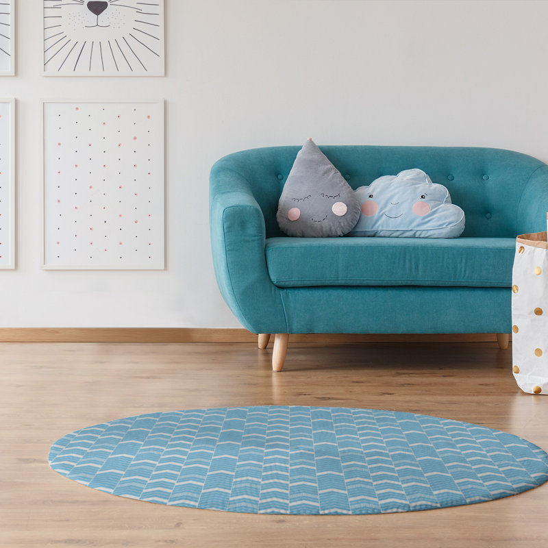 Chenille Chevron Indoor Rug, Round 5'