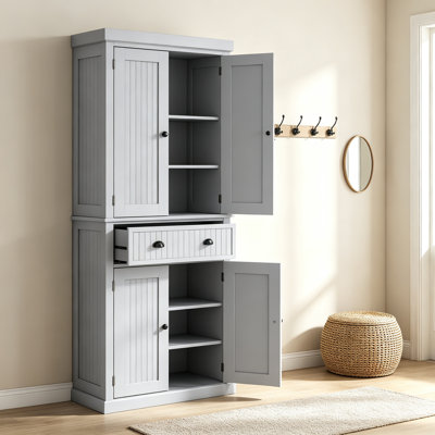 Multi-Storage Mid-Century Kitchen Cabinet - Grey