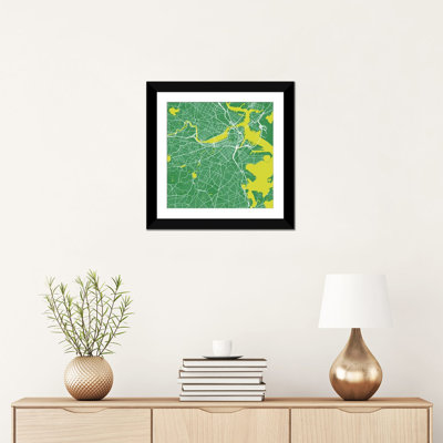«Boston Urban Roadway Map», impression sur toile tendue en vert