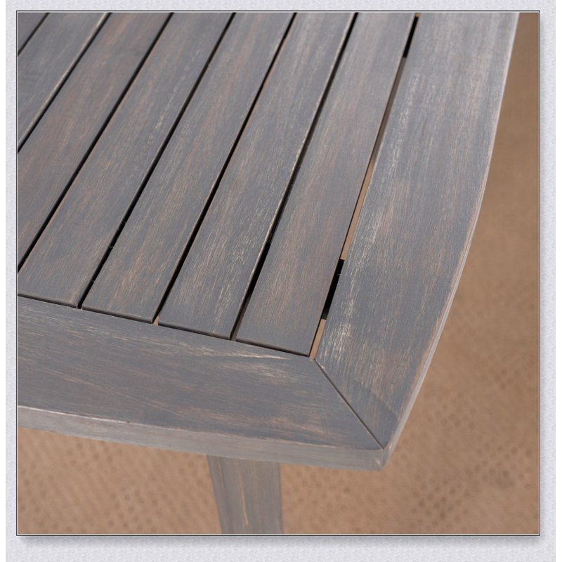 Table de salle à manger d'extérieur carrée en bois d'acacia avec pieds droits