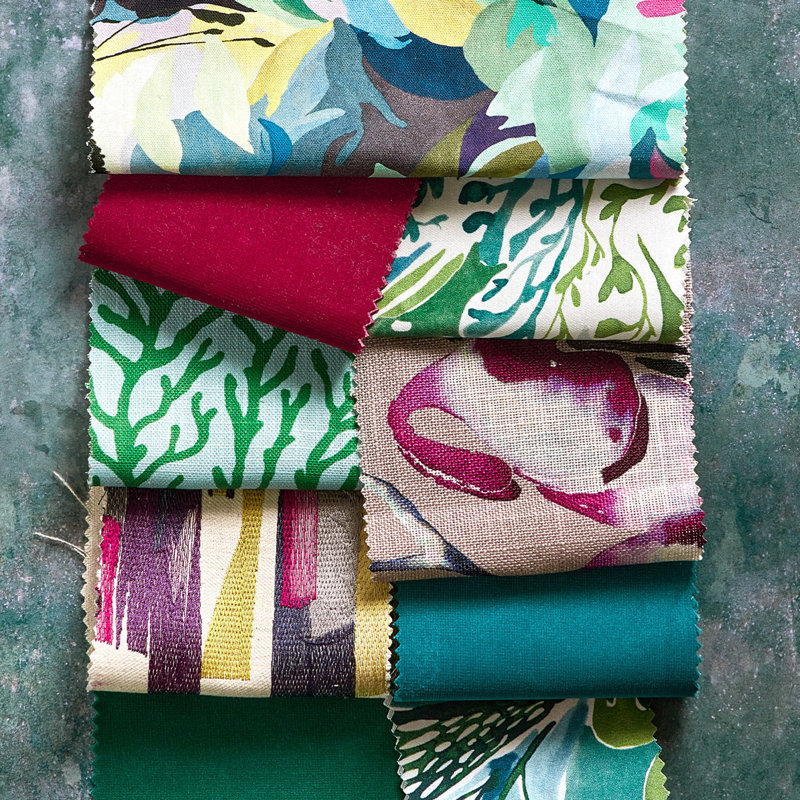 Paradise Fabric, Loganberry/Raspberry/Emerald
