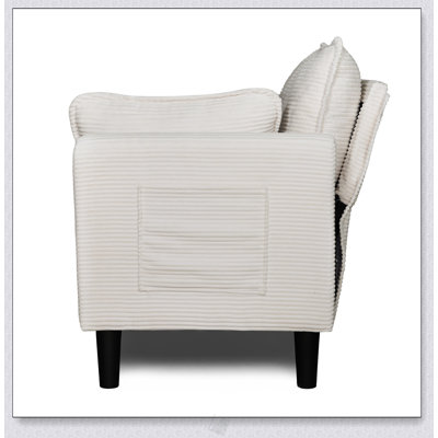 Causeuse en velours côtelé de 48 pouces avec coussins confortables, rangement latéral, structure robuste, éponge à rebond élevé, assemblage facile, idéal pour le salon, un appartement, un dortoir, un bureau