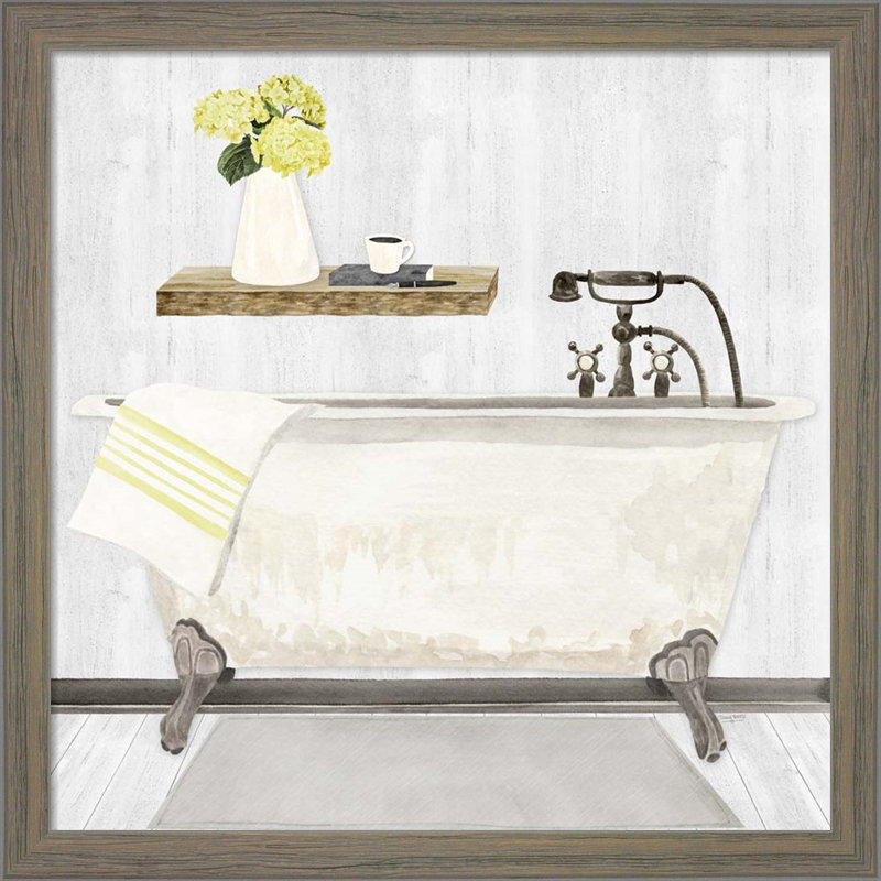 «Farmhouse Bath Gray & Yellow» par Tara Reed, art encadré (ensemble de 2)
