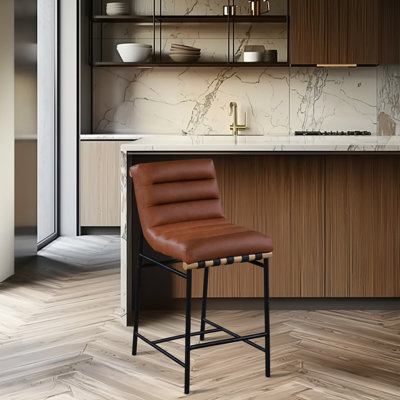 Vincentas Upholstered Counter Stool with Metal Frame