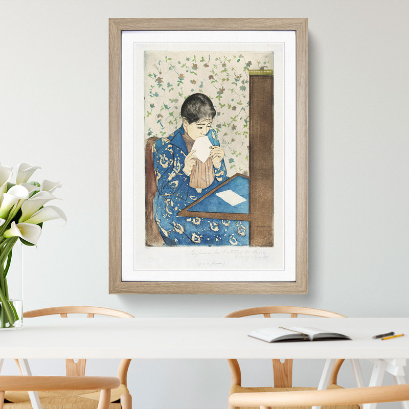 The Letter by Mary Cassatt - Picture Frame Graphic Art, 36cm H x 27cm W x 2cm D, Oak Framed