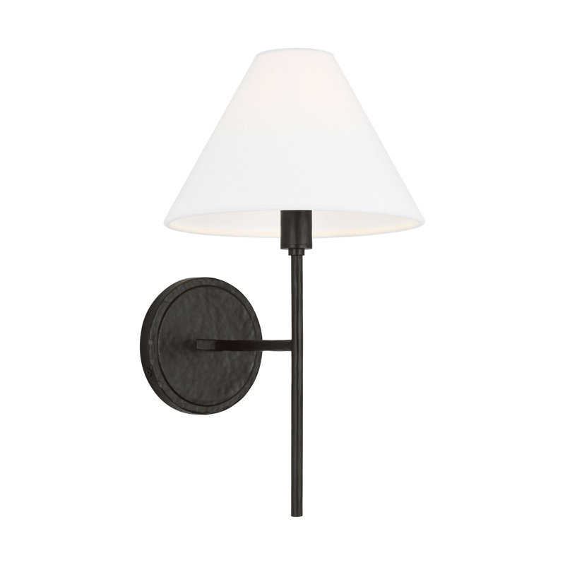 Luminaire de salle de bain Chaparr & Myers Covarrubias Light avec abat-jour en lin blanc, H 14,25 po x l 8 po x P 9,375 po