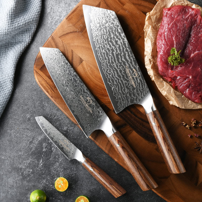 Nanfang Brothers Damascus Steel Knife Block Set
