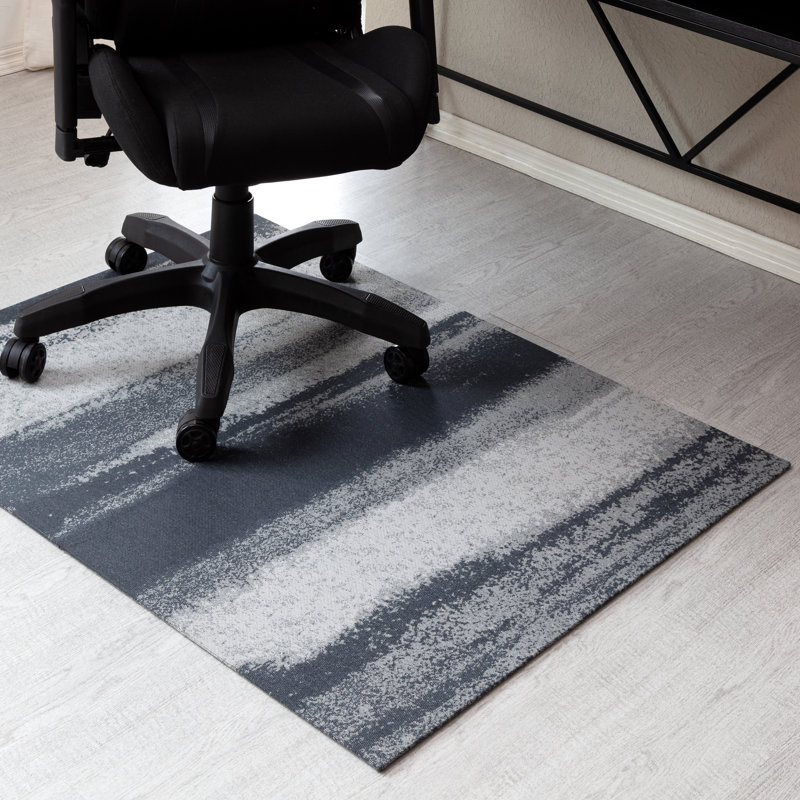 Neosho 36" x 48" Blue and White PVC Chair Mat