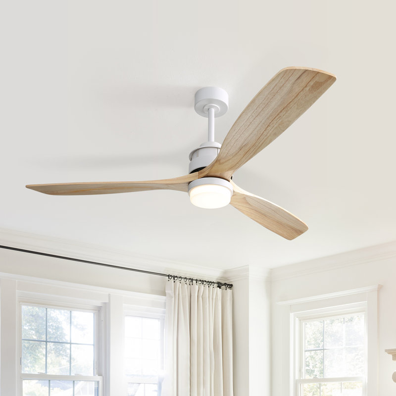 Nicola 60" W 3-Blade LED Ceiling Fan, White/Burlywood