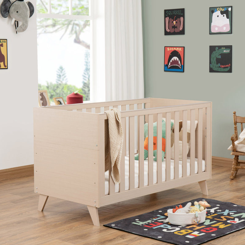 Babymore Dante Cot Bed, Natural