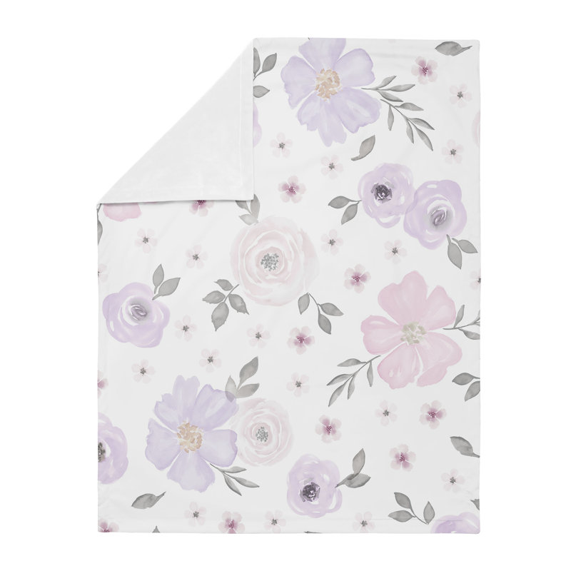 Couverture florale aquarelle, Violet / gris