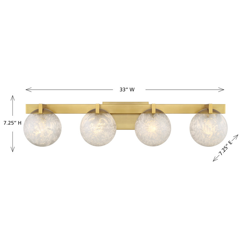 Darien Bathroom Vanity Light in Brass, Brass, 4 Lights, 7.25" H x 33" W x 5.88" D