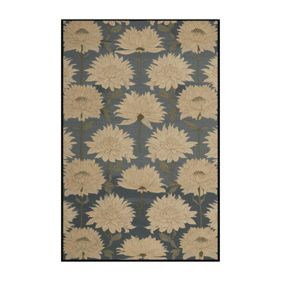 Machine Washable Botanical Gray Area Rug