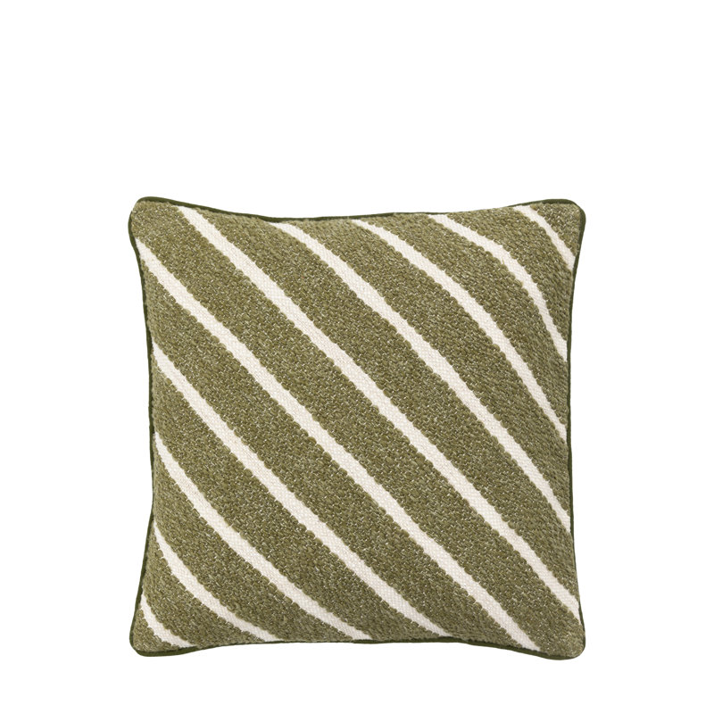 Square Cushion, Green Striped, Feather