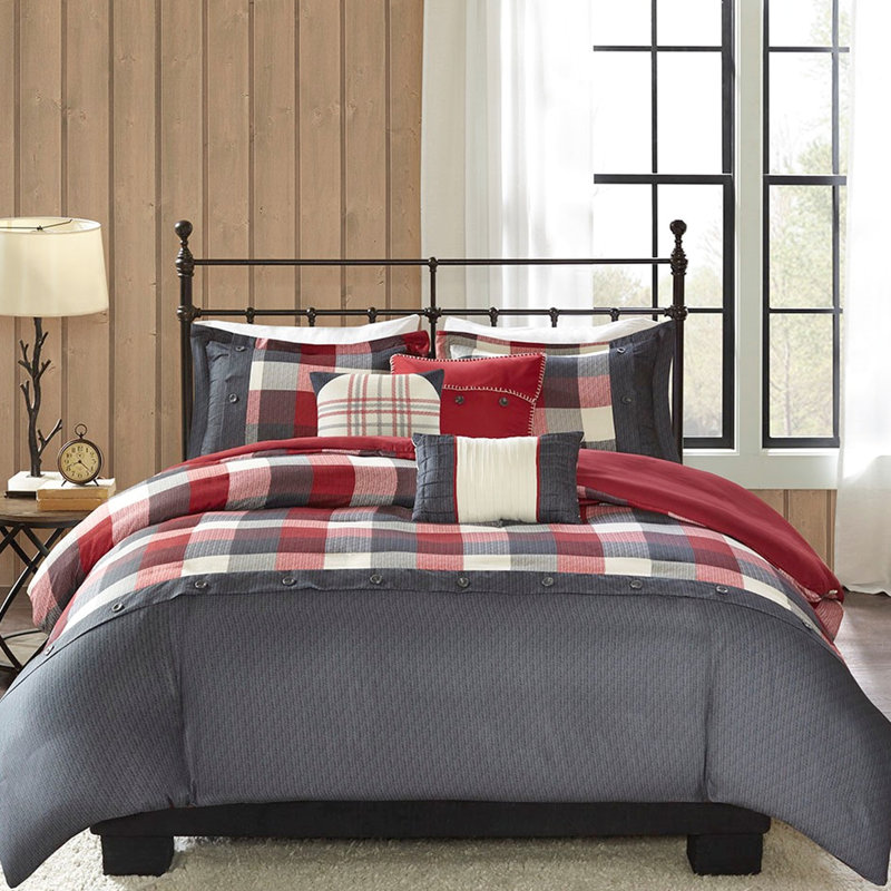 Housse de couette à chevrons très grand / très grand avec détails imprimés et accents multicolores pour un look de chambre à coucher chaleureux