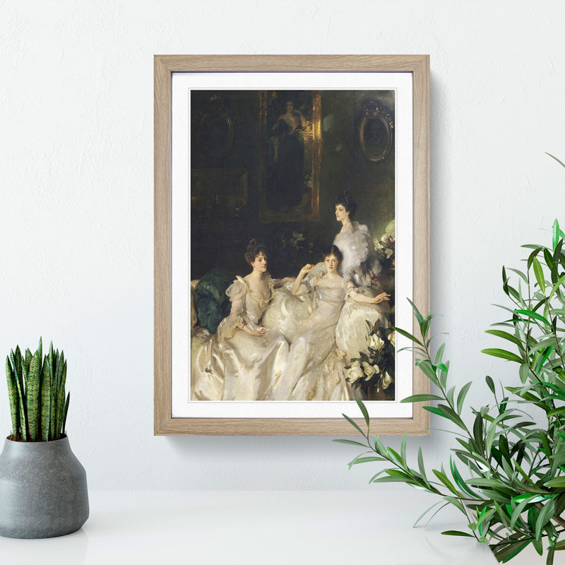 The Wyndham Sisters by John Singer Sargent - Picture Frame Painting, 48cm H x 36cm W x 2cm D, Oak
