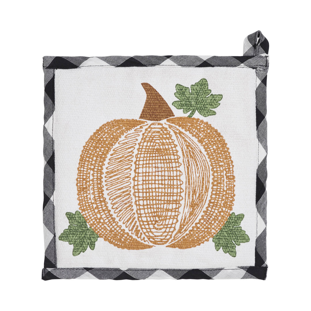 Annie Buffalo Check Black Check Pumpkin Trivet 8x8 VHC Brands