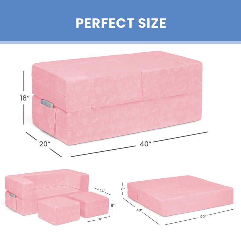 Serta Perfect Sleeper Convertible Sofa and Play Set, Pink