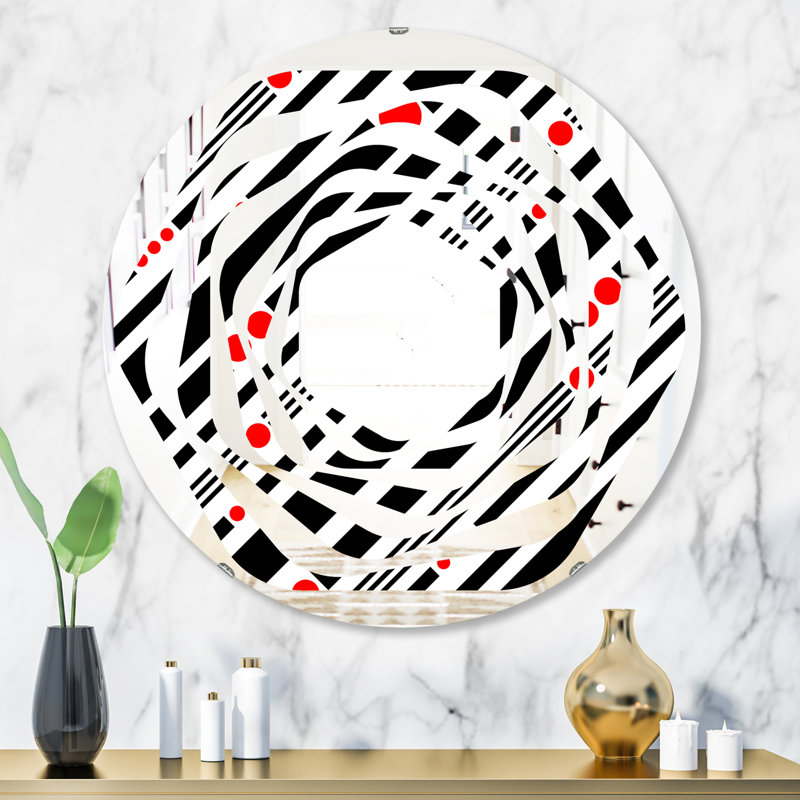 Miroir mural géométrique à motif géométrique abstrait et minimaliste, 23,6 po x 23,6 po