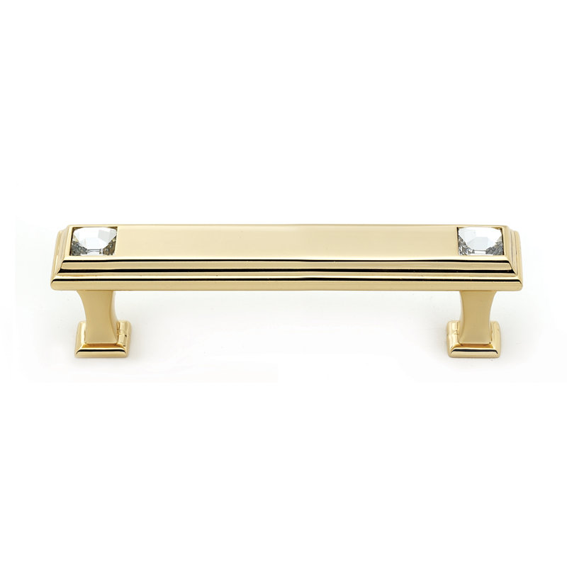 Gold Crystal Accented Traditional Bar Pull with Mounting Hardware
