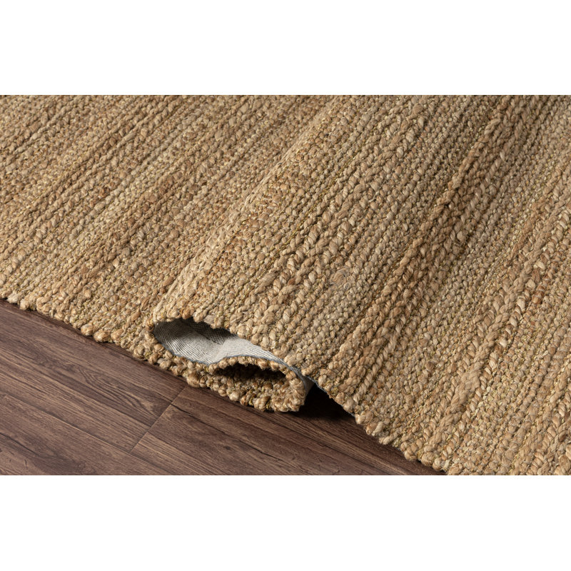 Modern Farmhouse Handmade Natural Fiber Jute Indoor Area Rug with Cotton Backing, Rectangle 5' x 7'9", Brown/Tan