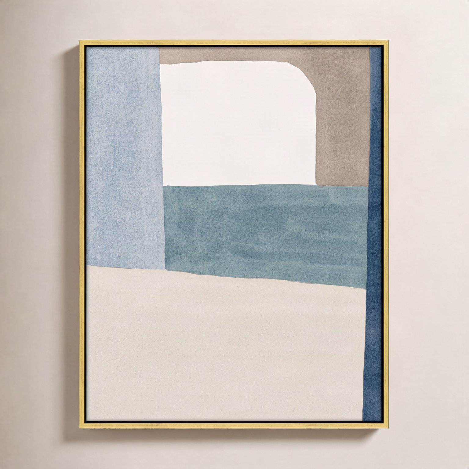 The Balance of Taupe and Indigo 1 Print, 50" x 40" x 1.38", Gold Frame Canvas