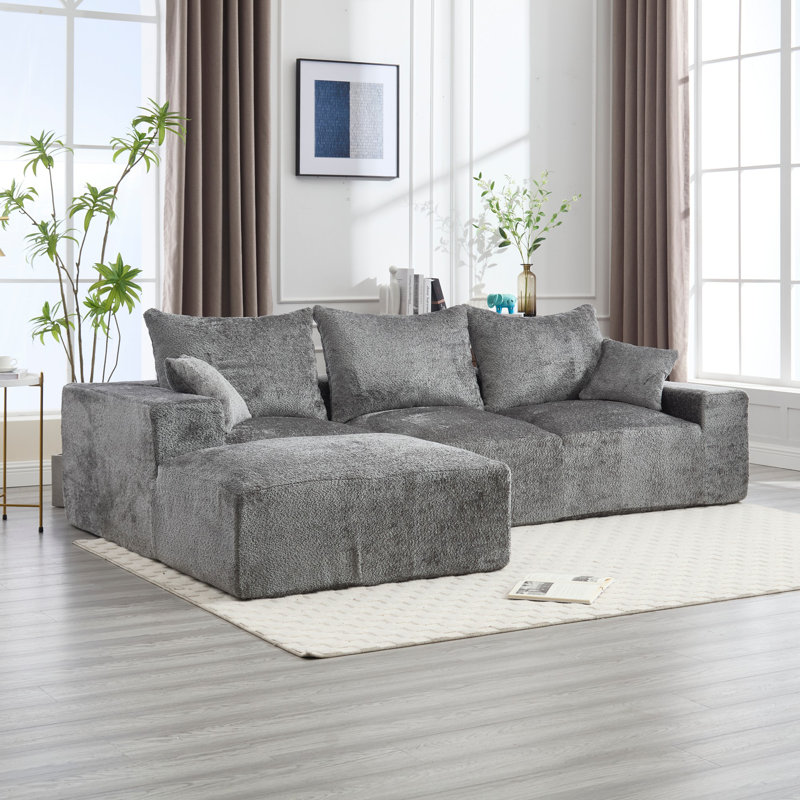 Canapé modulaire l 108,27 po Boucle, Gris chenille
