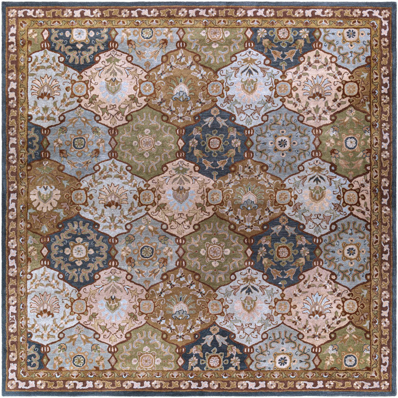 Tapis brun / bleu en laine touffetée à la main Graziani Ikat, Rectangle 2 pi x 3 pi