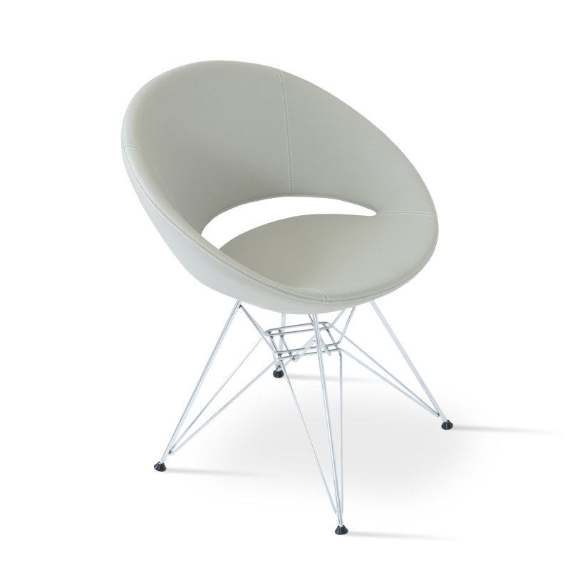 Chaise de salle à manger Crescent Tower, Beige, Tissu en laine organique, Chrome