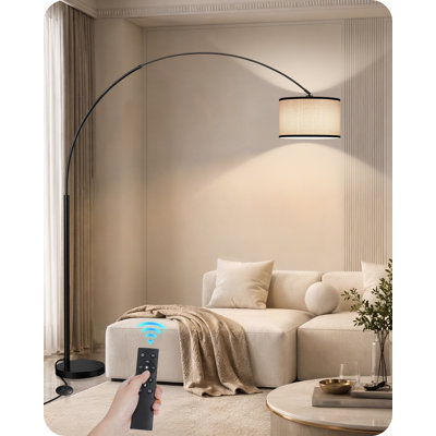 Grande lampe sur pied à arche / arquée extensible de 82 po avec télécommande et interrupteur au pied