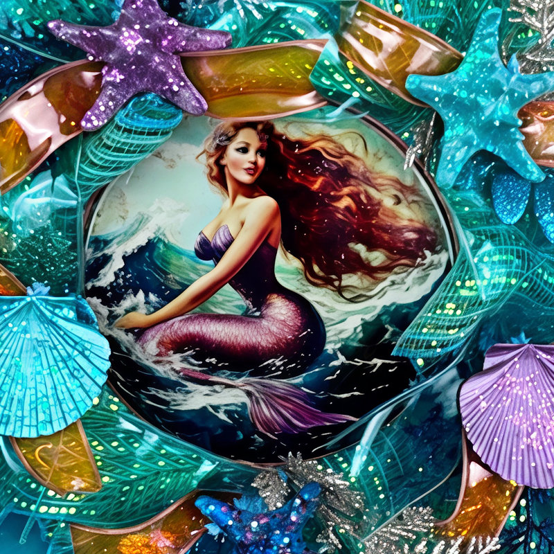 Couronne de sirène en faux vitrail