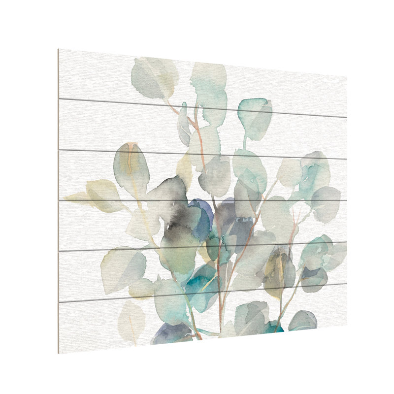 Reproduction de peinture à l’acrylique blanche « eucalyptus iii », H 18 po x l 22 po x P 0,5 po, Latte en bois