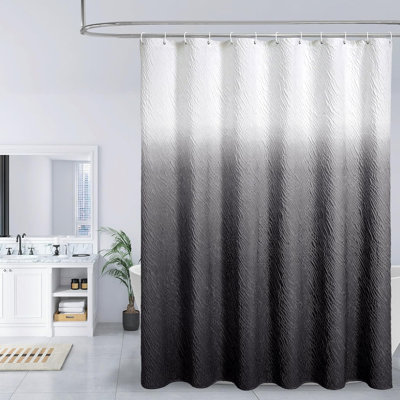 Ensemble de rideau de douche de luxe moderne avec motif géométrique en relief, œillets résistants à la rouille et tissu facile à nettoyer pour un décor de salle de bain élégant