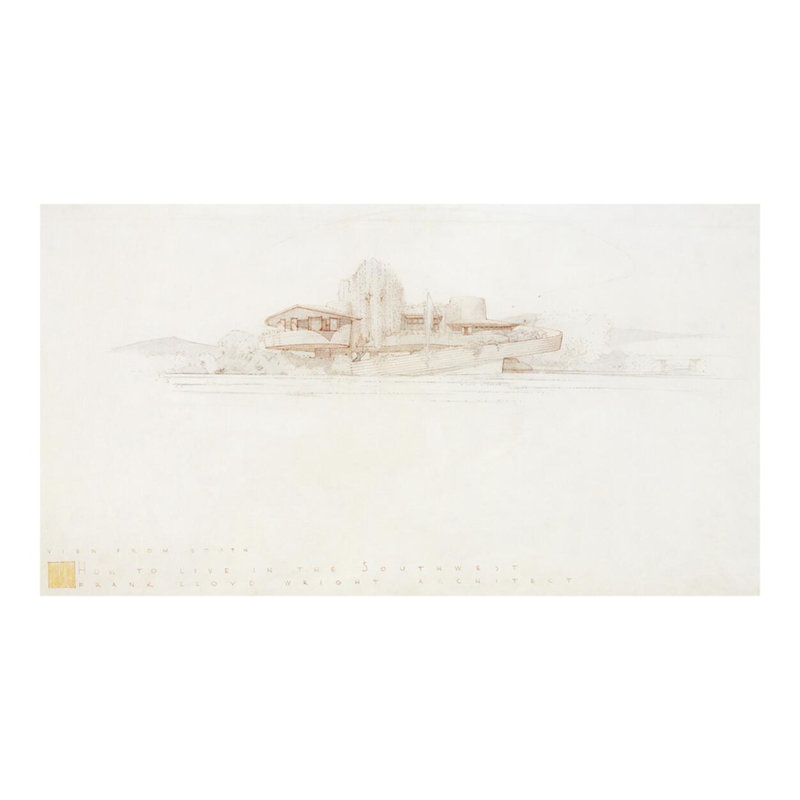 Comment vivre dans le sud-ouest «David Wright House Phoenix AZ» par Frank Lloyd Wright - Estampe numérique, H 16 po x l 20 po