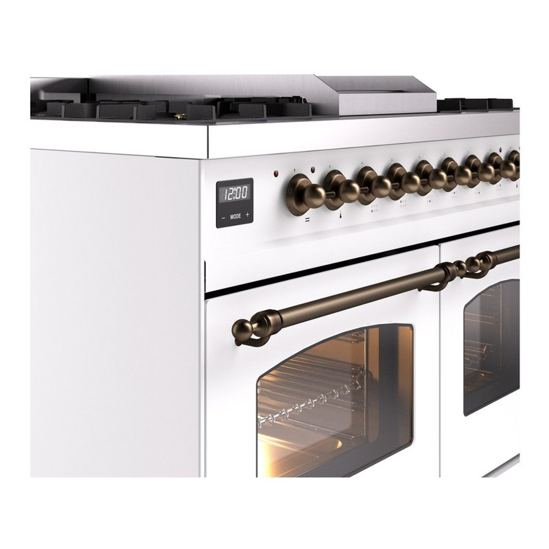 ILVE Nostalgie II 40 in Dual Fuel Range, Natural Gas, White/Bronze
