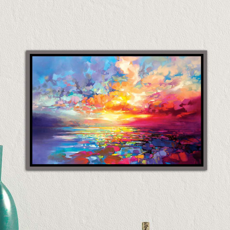 «Loch Ness Euphoria» par Scott Naismith - reproduction d'art, H 40 po x l 60 po, Toile avec cadre photo, Bois foncé rustique