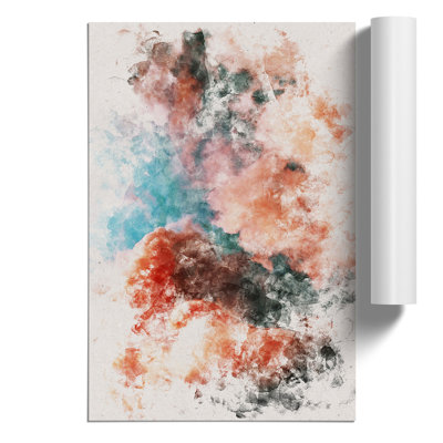 Clouds in Bloom Pink and Green Watercolour - Frameless Print