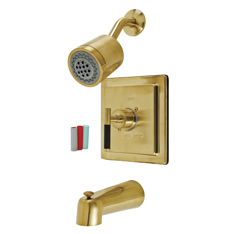 Kingston Brass Kaiser Single-Handle Pressure Balanced Tub and Shower Faucet, Brushed Brass