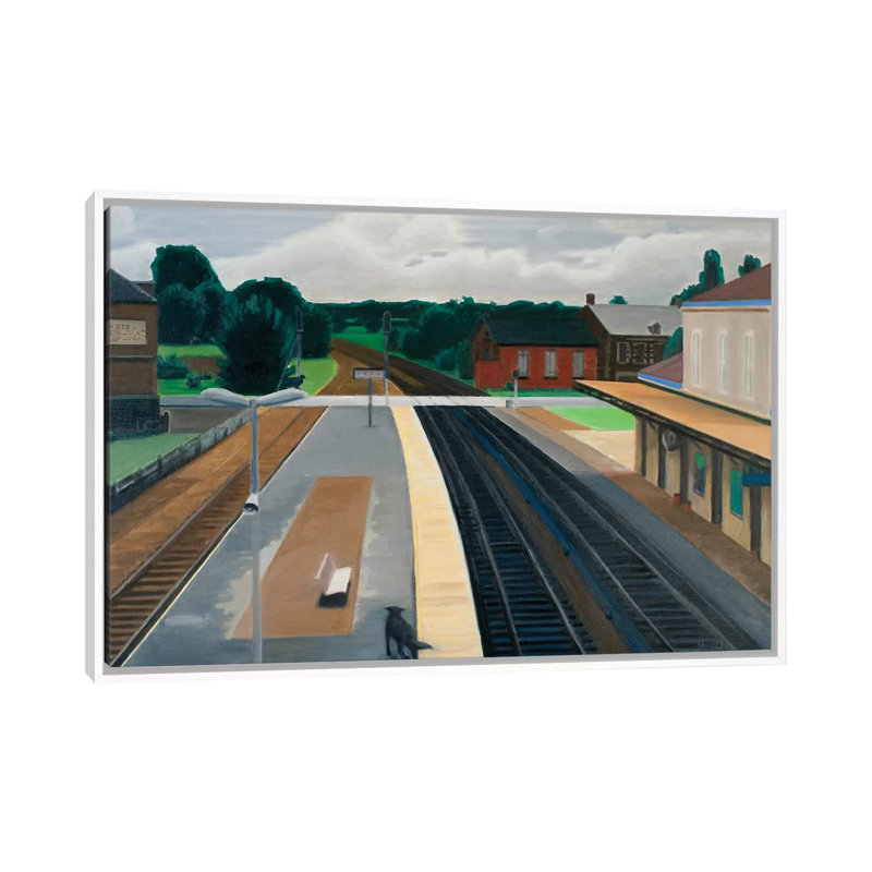 Train Station In Normandy by Nick Savides - Print on Canvas, 66.04 cm H x 45.72 cm W, White Framed