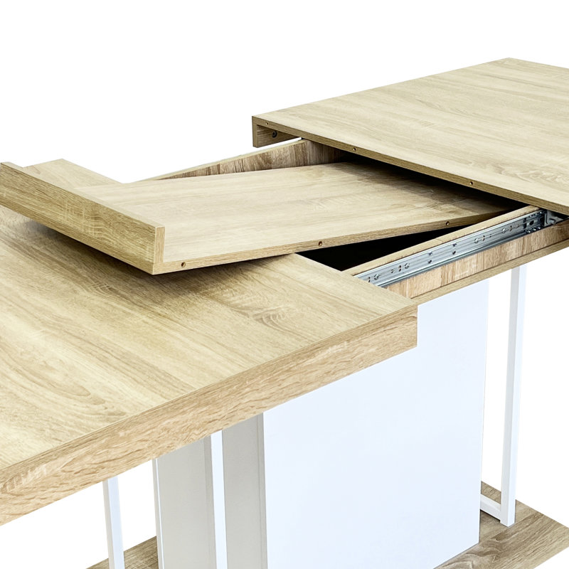 Table de salle à manger extensible aspect bois vieilli, 160 à 200 cm, 6 possibilités de 10 sièges, chêne blanc, sièges de style stable, plaque de base